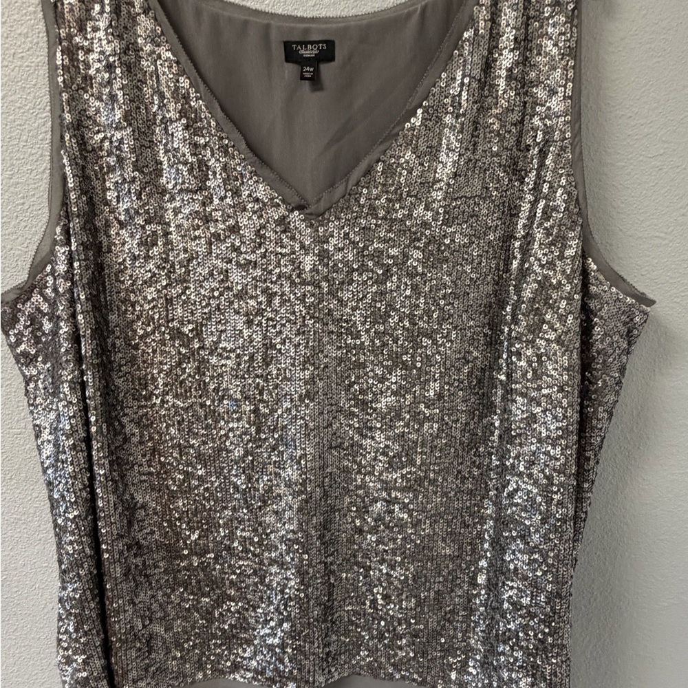 Talbots Shimmering Silver‎ Sequin Blouse